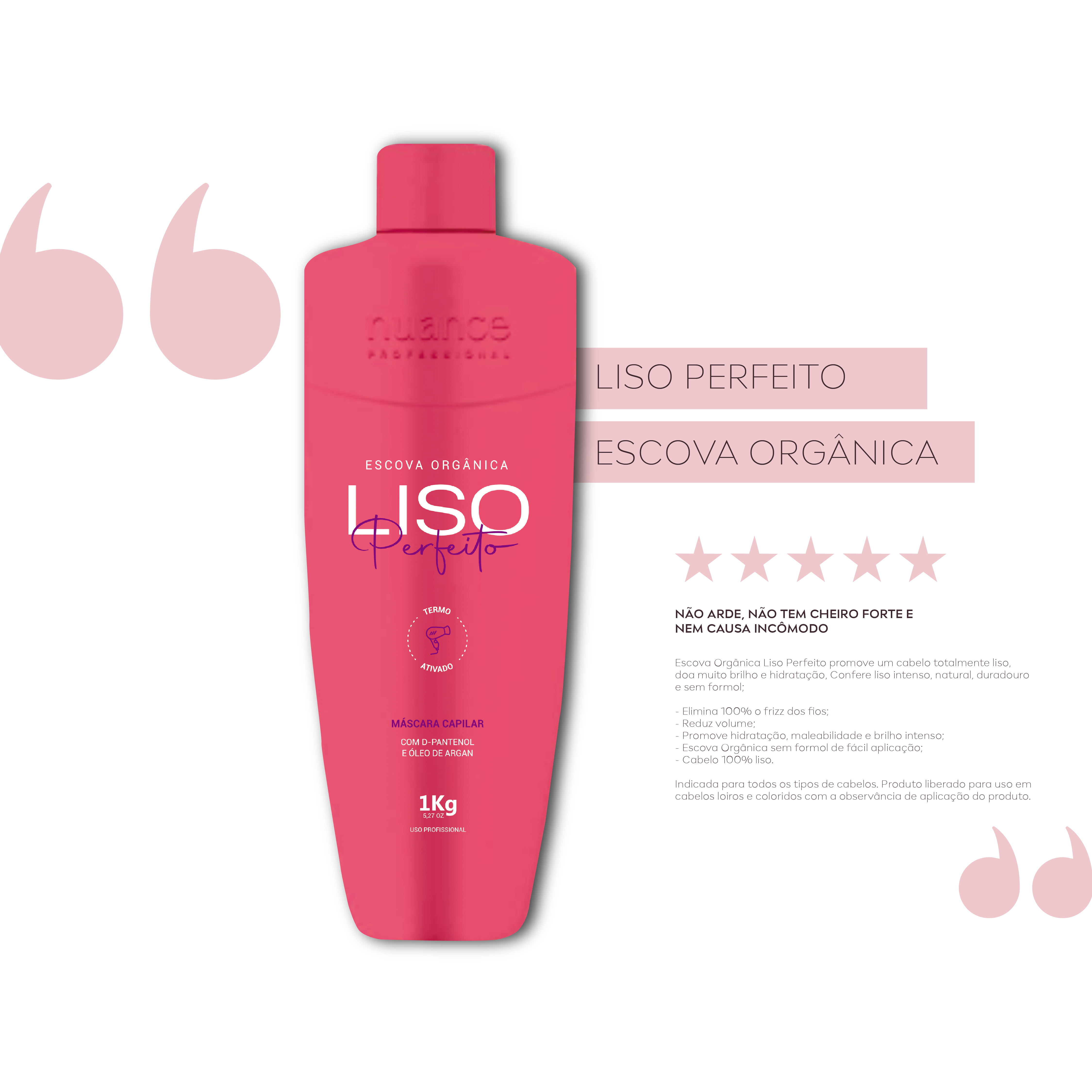 Escova Org Nica Liso Perfeito Litro Nuance Nika Hair Cosm Ticos