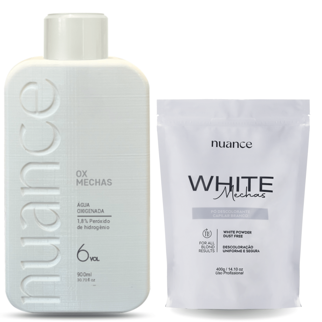 Kit Ox Mechas 06Vol. 900ml Nuance + Pó Descolorante White Mechas 400g Nuance