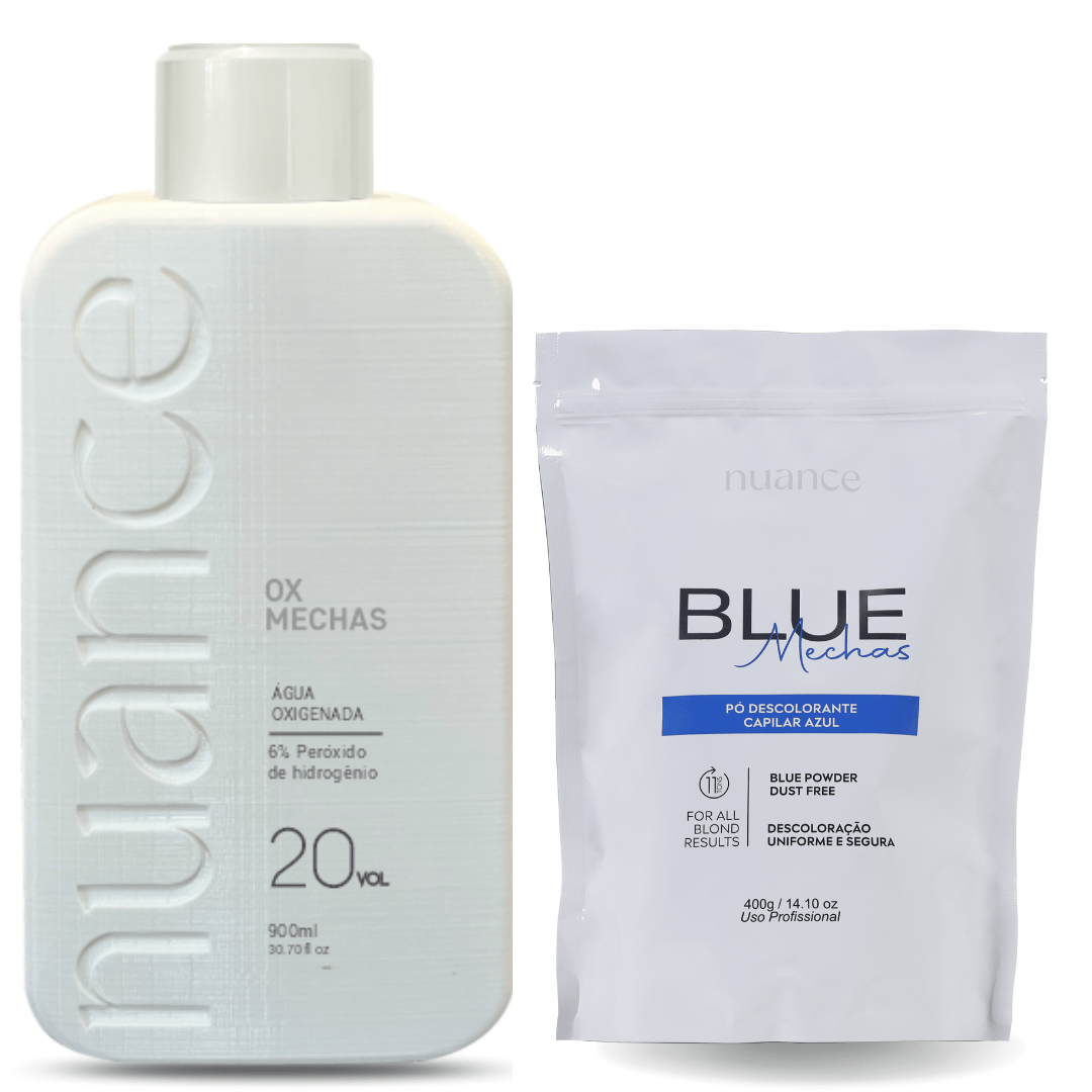 Kit Ox Mechas 20vol. 900ml Nuance + Pó Descolorante Blue Mechas 400g Nuance