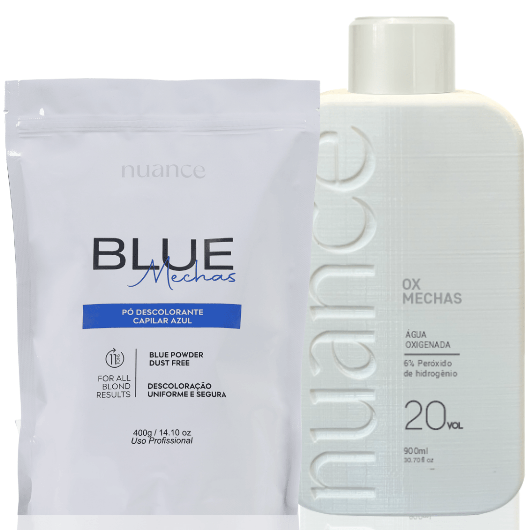 Kit Ox Mechas 20vol. 900ml Nuance + Pó Descolorante Blue Mechas 400g Nuance