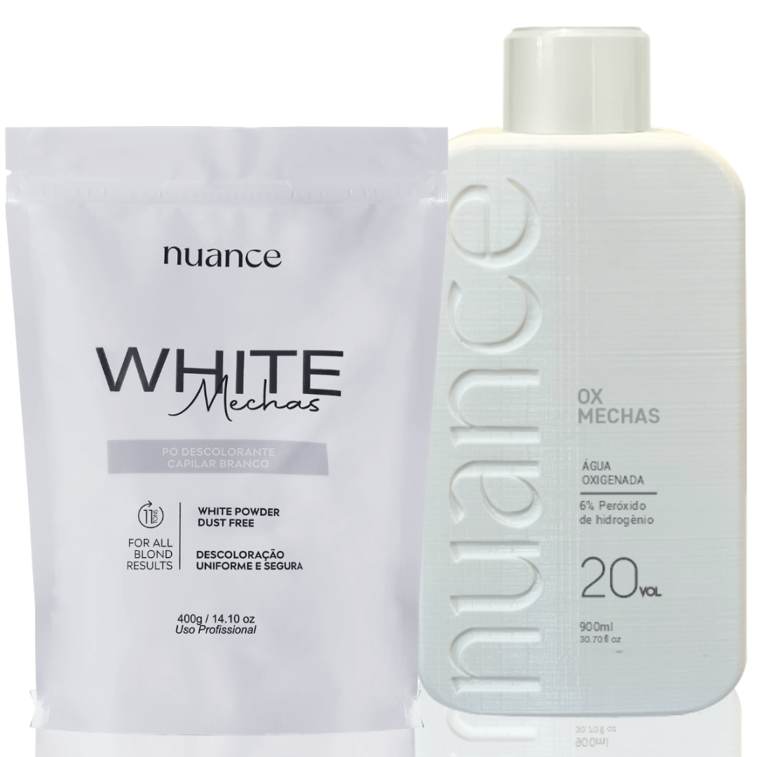 Kit Ox Mechas 20vol. 900ml Nuance + Pó Descolorante White Mechas 400g Nuance