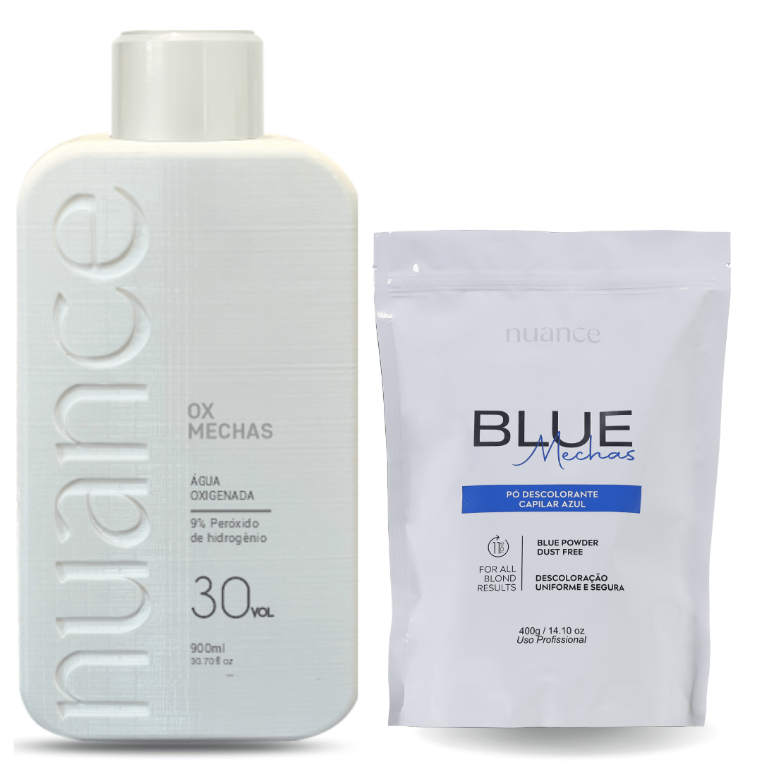 Kit Ox Mechas 30vol. 900ml Nuance + Pó Descolorante Blue Mechas 400g Nuance