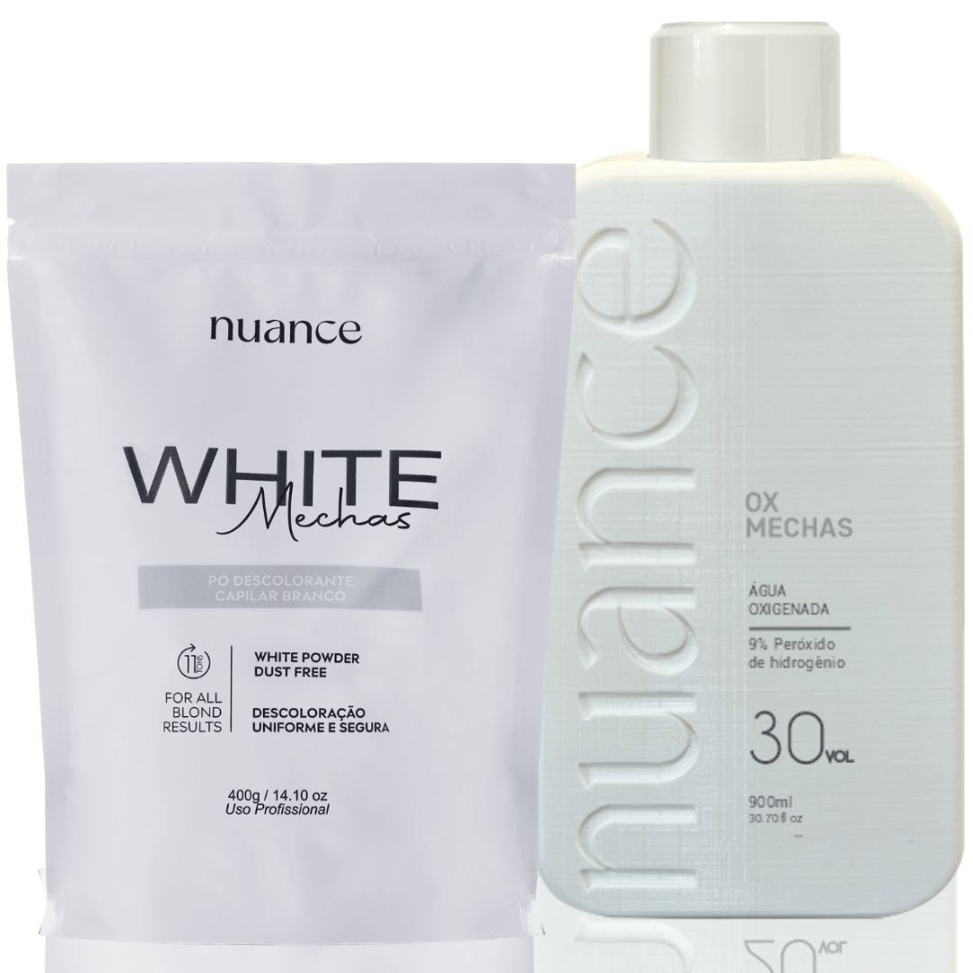 Kit Ox Mechas 30vol. 900ml Nuance + Pó Descolorante White Mechas 400g Nuance