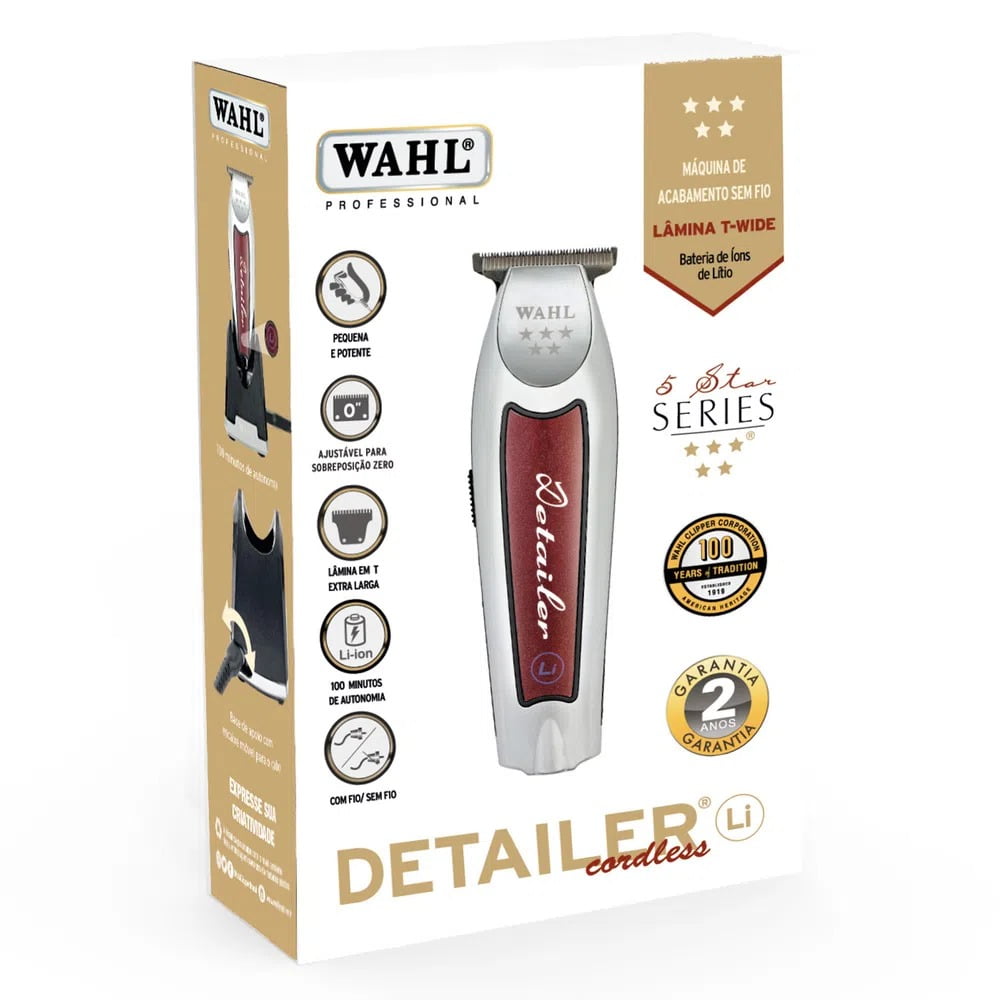 Máquina de Acabamento Wahl Detailer Cordless Lithium, Bateria
