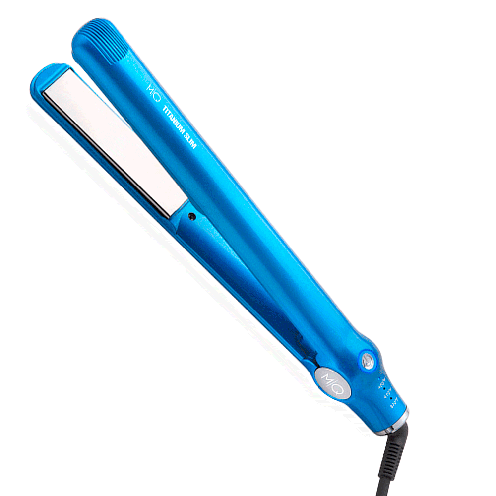 Prancha De Cabelo MQ Professional Titanium Slim Bivolt Azul/Silver