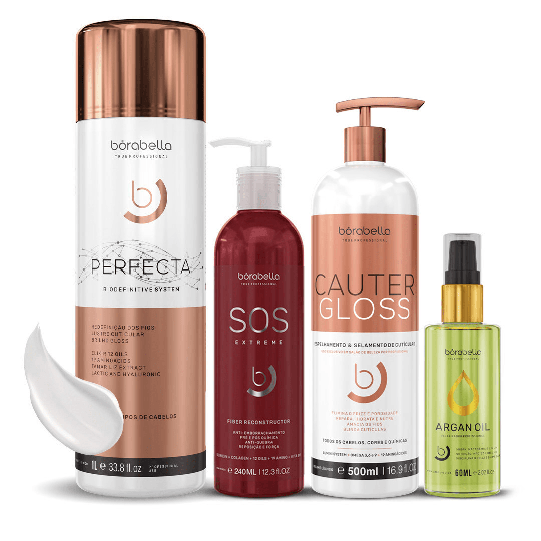 Borabella Progressiva Perfecta 1L + SOS 240ml+ Cauter Gloss 500ml + Óleo 60ml