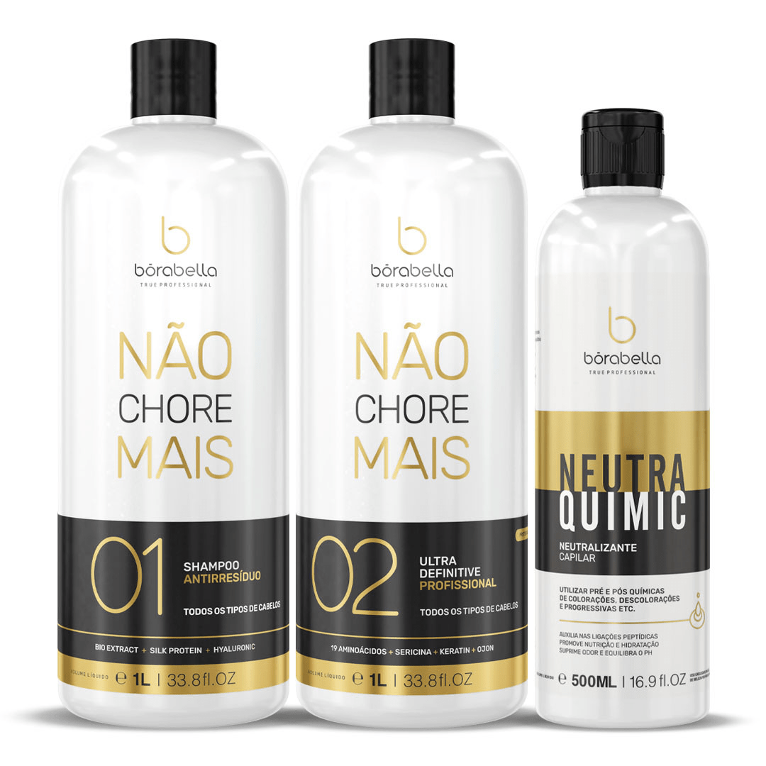 Borabella Progressiva Não Chore Mais Kit 2x1 Litro + Neutra Quimic 500ml