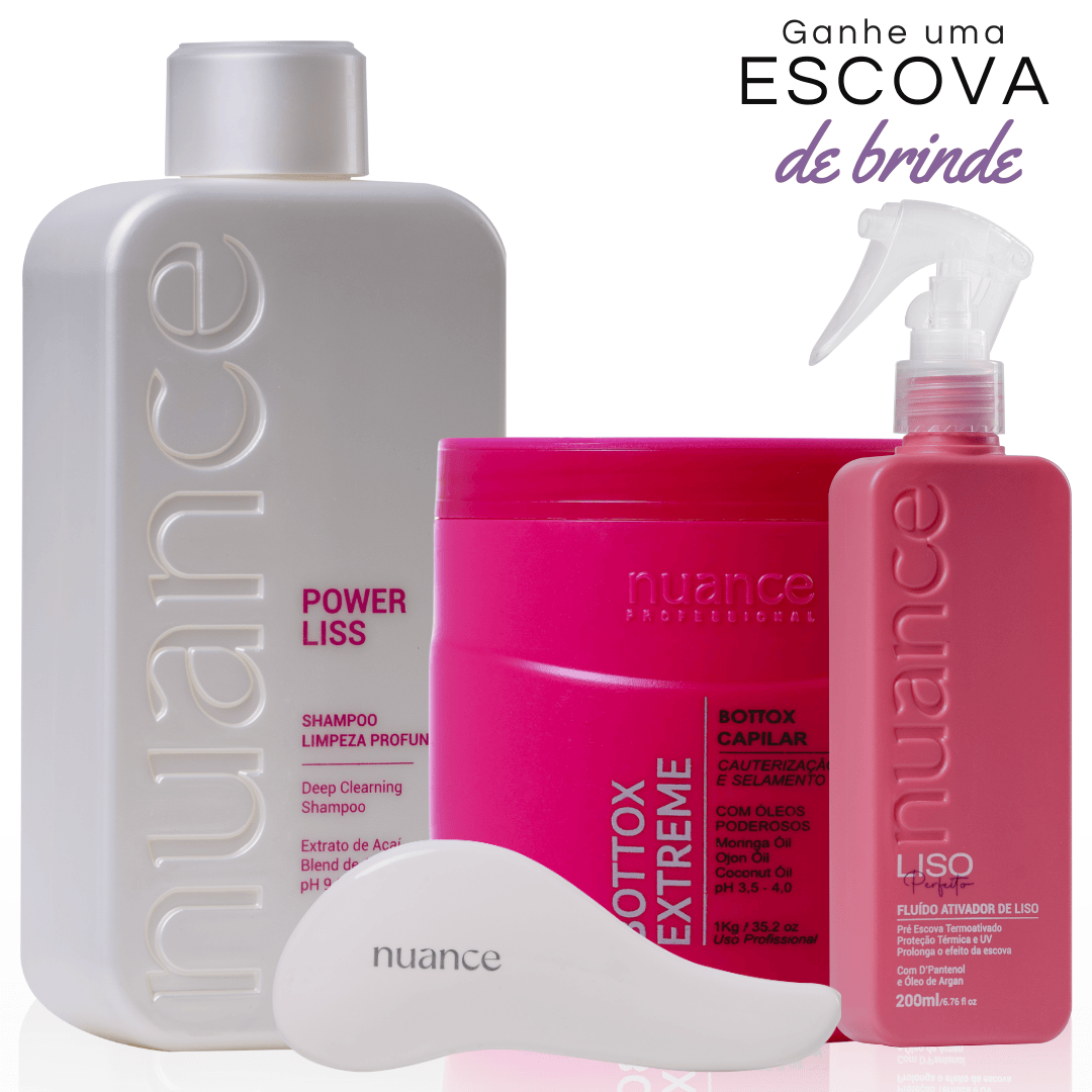 Bottox B-tox Extreme 1kg + Shampoo Power Liss + Liso perfeito Spray Protetor térmico Nuance