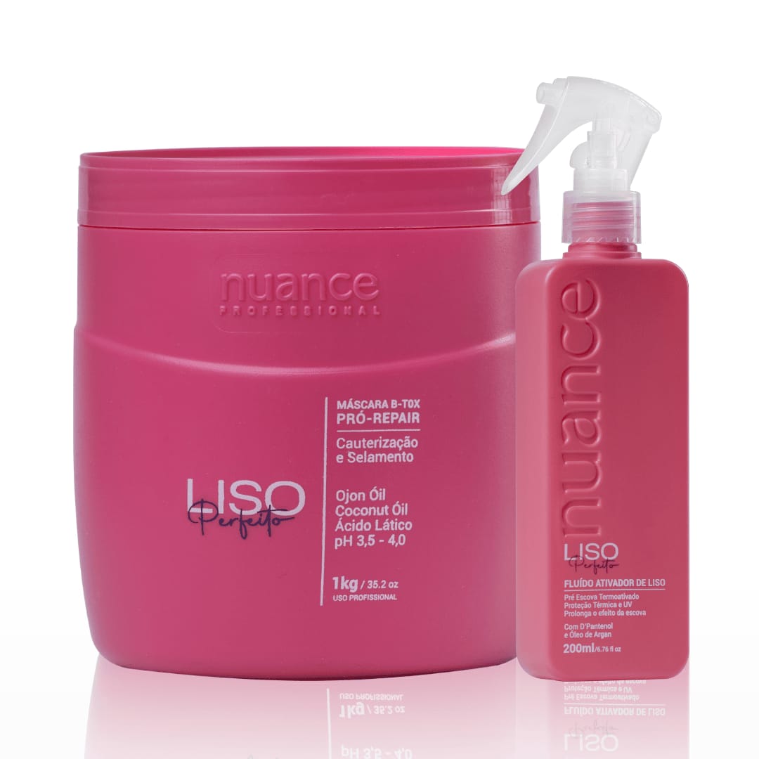 Bottox liso perfeito Pró Repair 1kg + Spray liso perfeito Pré Escova 200ml Nuance
