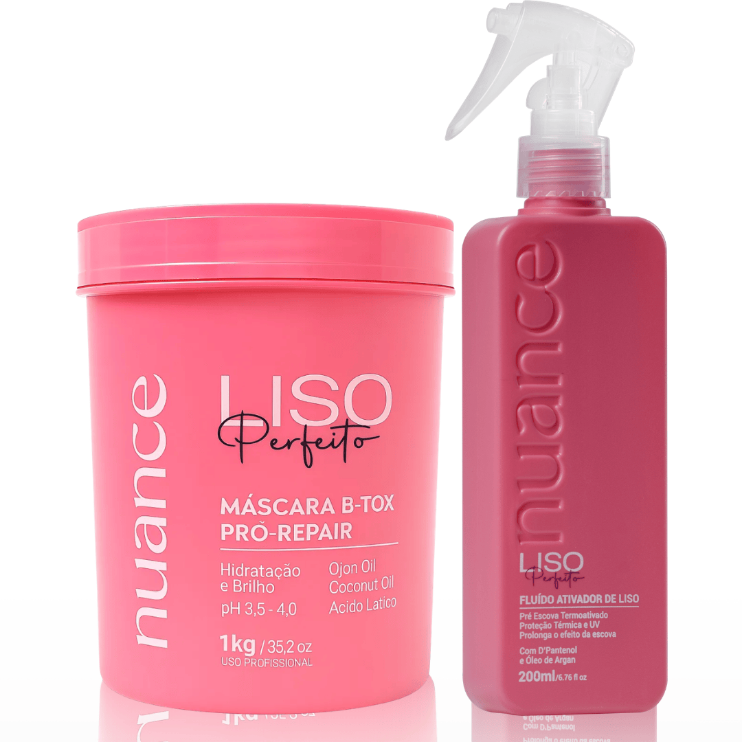 Bottox liso perfeito Pró Repair 1kg + Spray liso perfeito Pré Escova 200ml Nuance