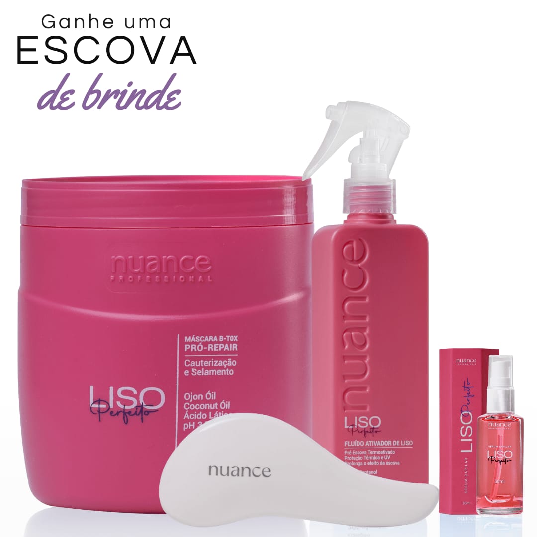 Combo Bottox liso perfeito 1kg + Spray Liso Perfeito Pré Escova + Sérum Liso Perfeito Nuance