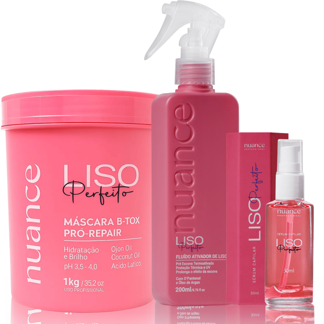 Combo Bottox liso perfeito 1kg + Spray Liso Perfeito Pré Escova + Sérum Liso Perfeito Nuance