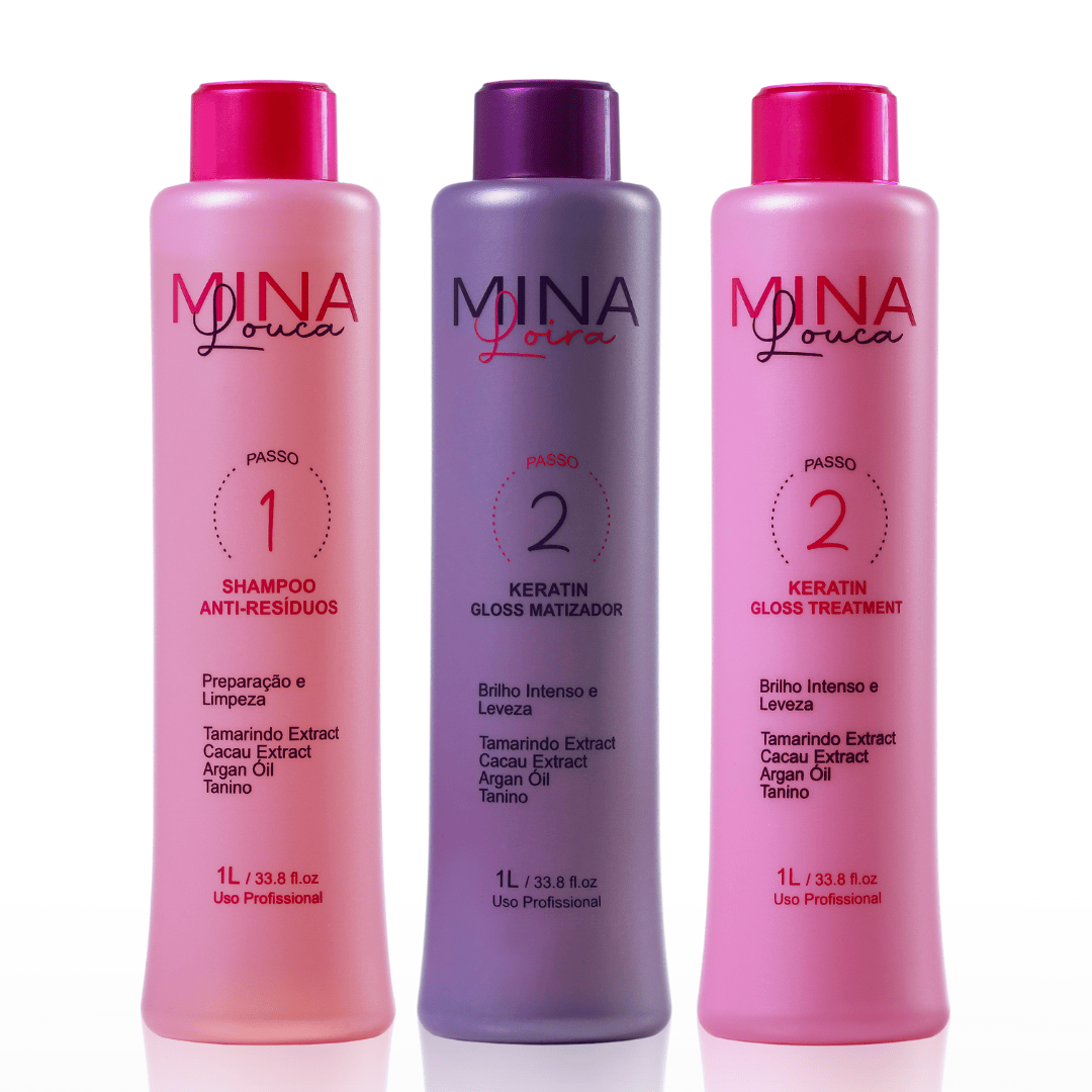 Combo Gloss Mina Louca 1 Litro + Gloss Mina Loira 1 Litro + Shampoo Mina Louca 