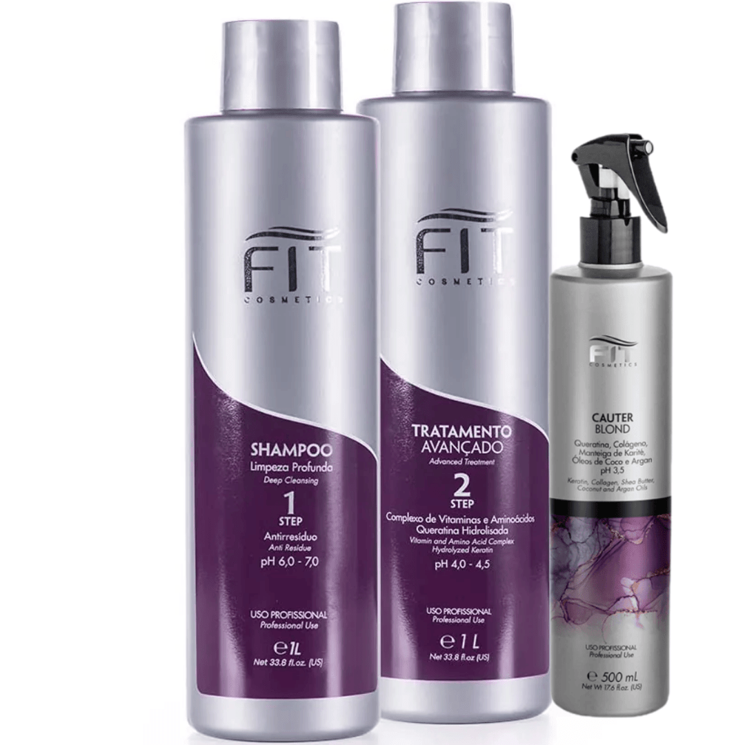 Kit Tratamento Avançado 1 Litro Fit Cosmétics + Cauter Blond 500ml (3 Produtos)