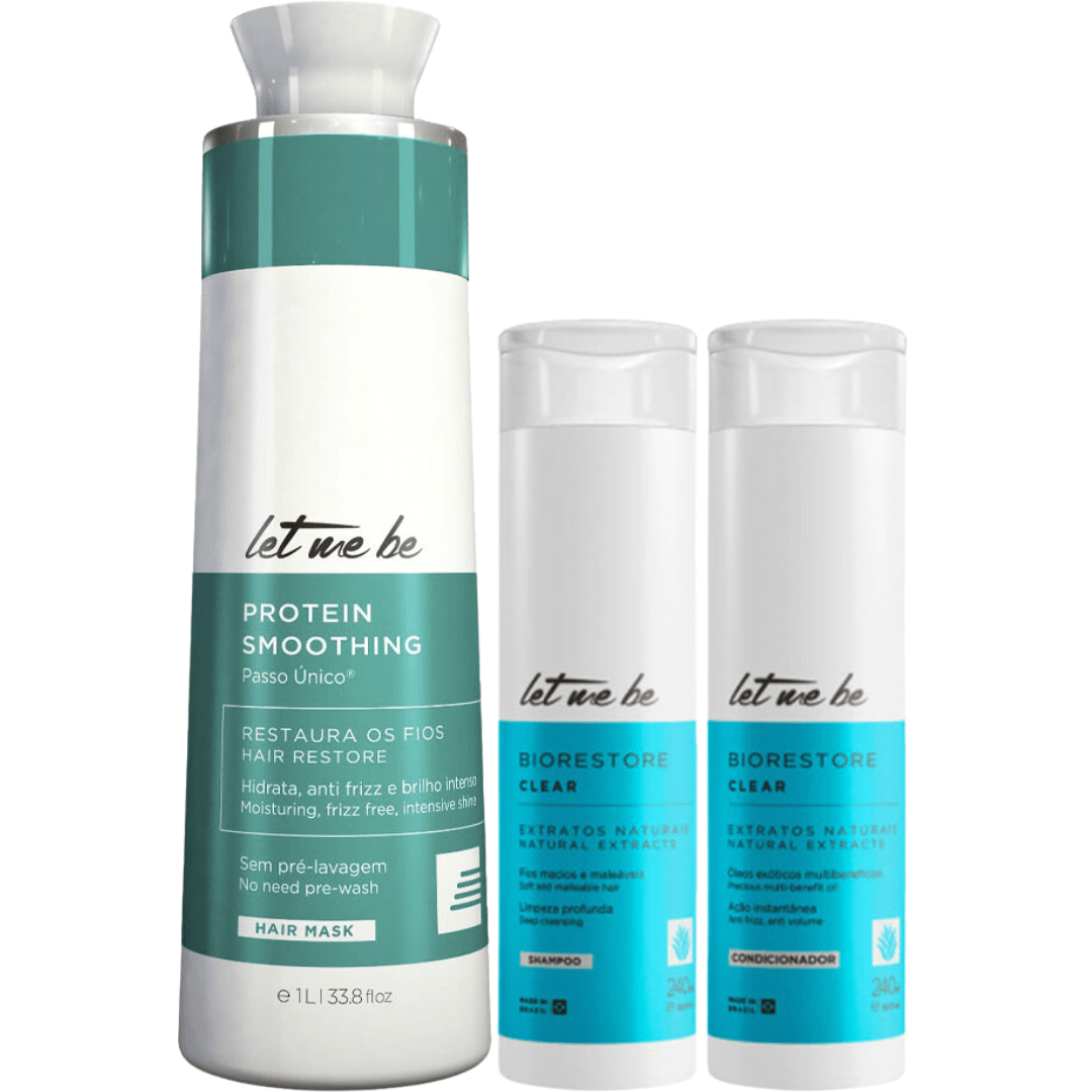 Let me be Progressiva Protein Smoothing 1l + Kit Biorestore Shampoo 240ml + Condicionador 240ml