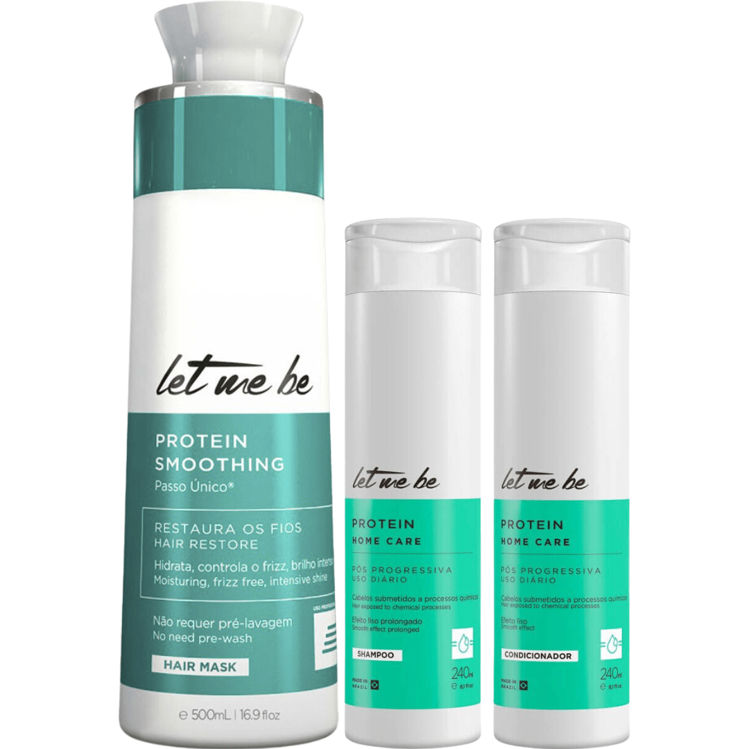 Let me be Progressiva Protein Smoothing 500ml + Kit Protein Shampoo 240ml + Condicionador 240ml