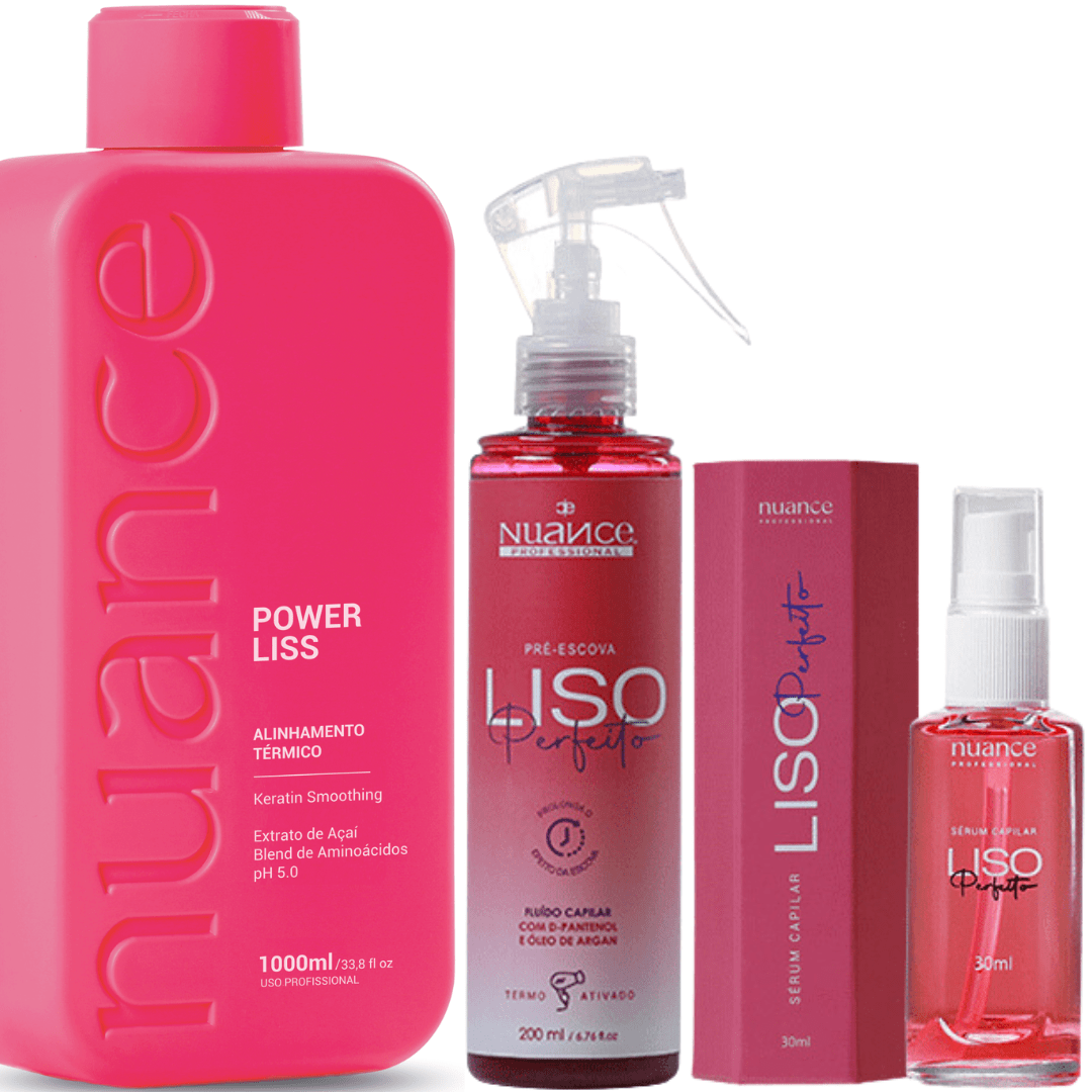 Nuance Progressiva Power Liss Gloss 1L + Pré - Escova Liso Perfeito 200ml + Sérum Liso Perfeito 30ml