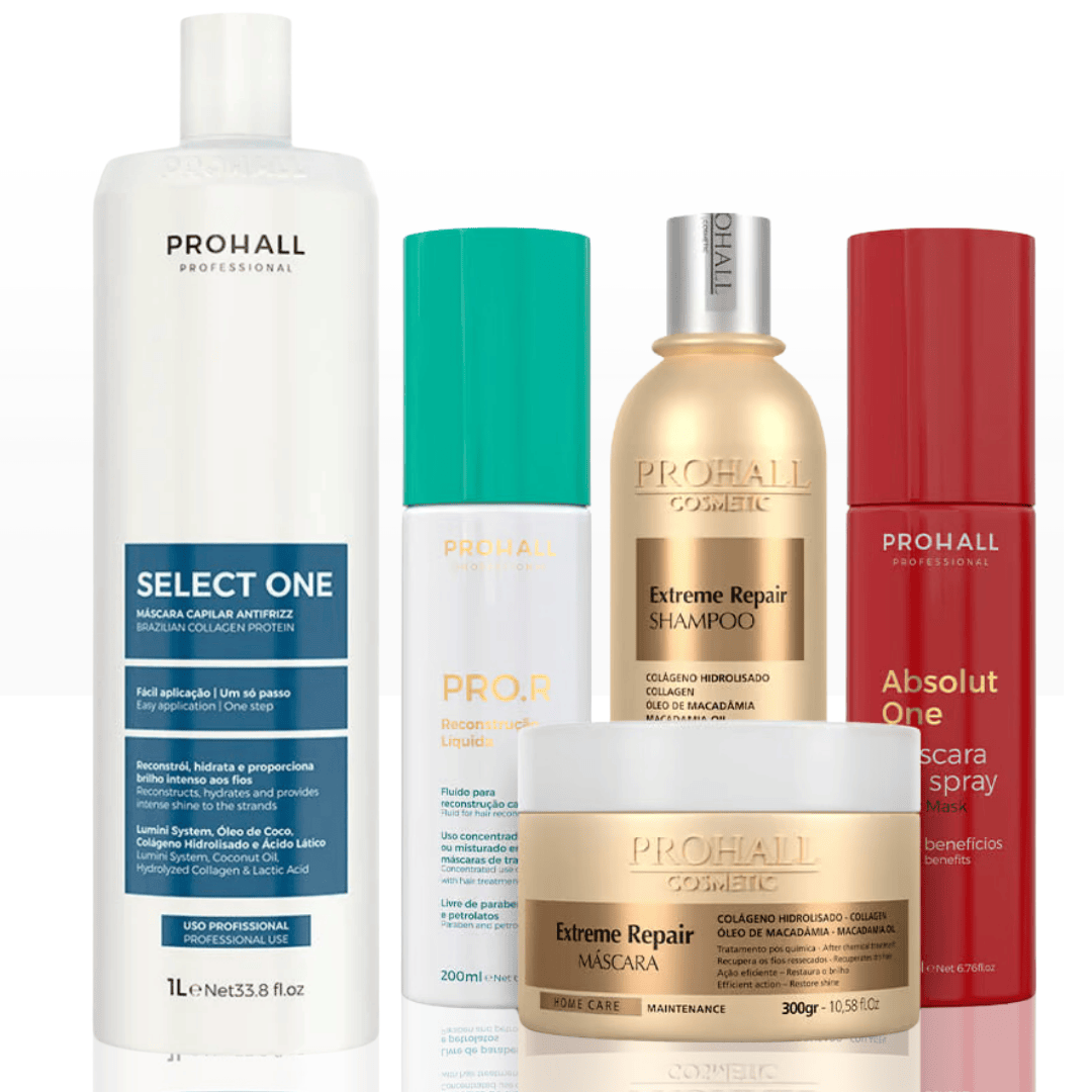 Prohall Kit Cauterização Capilar + Progressiva Select One 1L
