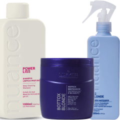 Bottox Blonde 1kg + Shampoo Power Liss + Nuance Bc Blonde Pré Escova Spray Matizador - Cópia (1)