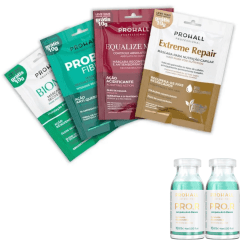 Prohall Cronograma Capilar 4 Sachê 50g + Ampola de Reconstrução Intensa Anti-Danos Capilares PRO.R 15ml (2 und) - Cópia (1)