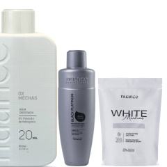 Kit Descoloração Pó Descolorante + Água Oxigenada + Matizador Black Platinum Nuance