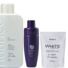 Kit Descoloração Pó Descolorante + Água Oxigenada + Matizador Blond Platinum Nuance