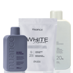 Kit Descoloração Pó Descolorante + Água Oxigenada + Matizador Blond Platinum Nuance