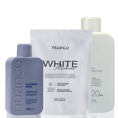 Kit Descoloração Pó Descolorante + Água Oxigenada + Matizador Platinum Mask Nuance