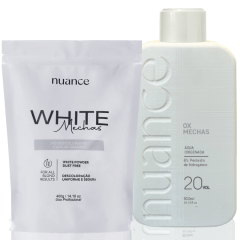 Kit Ox Mechas 20vol. 900ml Nuance + Pó Descolorante White Mechas 400g Nuance Kit Ox Mechas 20vol. 900ml Nuance + Pó Descolorante White Mechas 400g Nuance