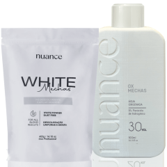 Kit Ox Mechas 30vol. 900ml Nuance + Pó Descolorante White Mechas 400g Nuance Kit Ox Mechas 30vol. 900ml Nuance + Pó Descolorante White Mechas 400g Nuance