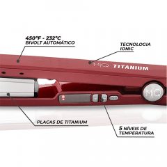 Kit Secador de Cabelo MQ Orion Pro Profissional 2200w Marsala + Prancha Titanium Bivolt 450°F/230°C