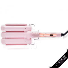 Modelador De Cachos Ondulador Triondas Profissional Glam Wave MQ Beauty 32mm, Rose Bivolt