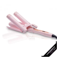 Modelador De Cachos Ondulador Triondas Profissional Glam Wave MQ Beauty 32mm, Rose Bivolt