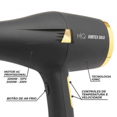 Secador de Cabelo MQ Vortex Gold 220V- MQ Professional