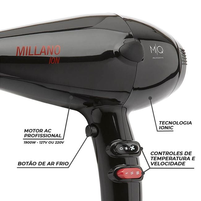Secador de Cabelo MQ Millano 1900W 220V | Black
