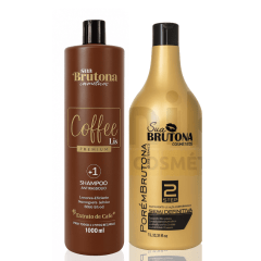 Kit Shampoo antirresíduo Coffe Liss + Progressiva Porém Brutona 1l Semi Definitiva Kit Shampoo antirresíduo Coffe Liss + Progressiva Porém Brutona 1l Semi Definitiva