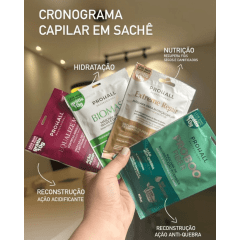 Prohall Cronograma Capilar 4 Sachê 50g + Ampola de Reconstrução Intensa Anti-Danos Capilares PRO.R 15ml (2 und)