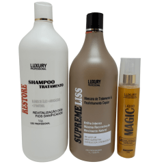 Progressiva Sem Formol Supreme Liss Luxury Professional 1 Litro + Shampoo Restore 1L + Magic Liquid 120ml
