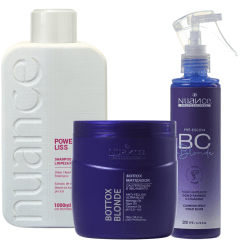 Bottox Blonde 1kg + Shampoo Power Liss + Bc Blonde Spray Protetor térmico Nuance