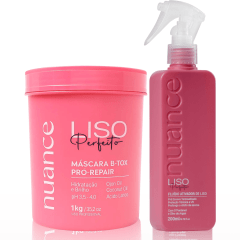 Bottox liso perfeito Pró Repair 1kg + Spray liso perfeito Pré Escova 200ml Nuance Bottox liso perfeito Pró Repair 1kg + Spray liso perfeito Pré Escova 200ml Nuance