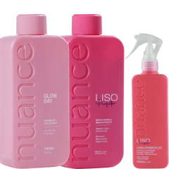 Escova Orgânica Liso perfeito + Shampoo Glow Day 1L + Pré Escova Liso perfeito Nuance