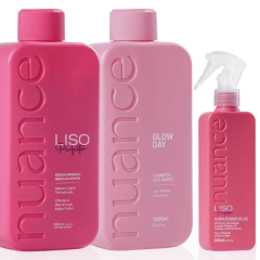 Escova Orgânica Liso perfeito + Shampoo Glow Day 1L + Pré Escova Liso perfeito Nuance