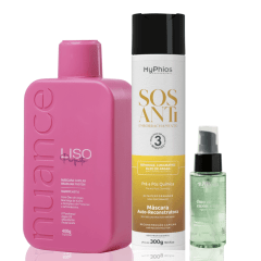 Kit Alisamento Liso perfeito 400ml + SOS RECONSTRUTOR 300ml + Óleo Finalizador Kit Alisamento Liso perfeito 400ml + SOS RECONSTRUTOR 300ml + Óleo Finalizador
