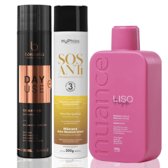 Kit Progressiva Liso Perfeito Orgânica 400ml + Shampoo Hidratante 300ml + SOS Anti-Emborrachamento 300ml Kit Progressiva Liso Perfeito Orgânica 400ml + Shampoo Hidratante 300ml + SOS Anti-Emborrachamento 300ml