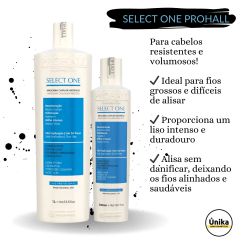 Kit Progressiva Select One 1L Prohall + Shampoo Degan Detox 1L + Máscara Select Care 500g + Máscara Proboo Fiber 500g + Absolut One Prohall