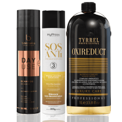Kit Progressiva Tyrrel Oxireduct 1L + Shampoo Hidratante + SOS Anti-Emborrachamento Kit Progressiva Tyrrel Oxireduct 1L + Shampoo Hidratante + SOS Anti-Emborrachamento
