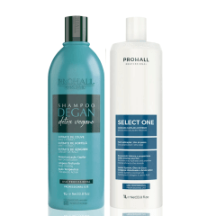 Kit Progressiva Select One 1L Prohall + Shampoo Degan Detox Vegano 1L Prohall