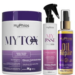 Myphios Combo Mytox Blond 3D 1kg + Selante Fluido MyLisse 300ml + Oil Repair 60ml