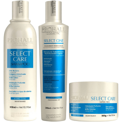 Progressiva Select One 300ml + Shampoo Select Care 300ml + Máscara Select Care 300ml Prohall