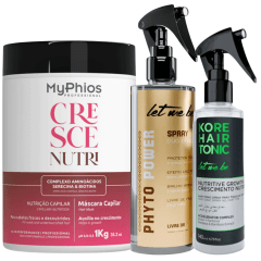 Kit Crescimento Capilar Mas. Cresci Nutri 1kg + Protetor Térmico 260ml + Tônico Capilar Kit Crescimento Capilar Mas. Cresci Nutri 1kg + Protetor Térmico 260ml + Tônico Capilar